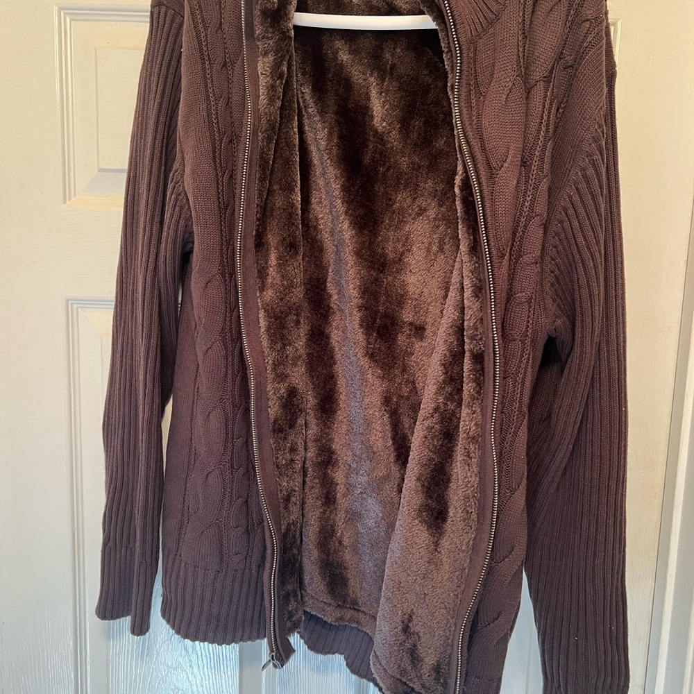 Men's Chocolate Brown Cable Knit Hoodie